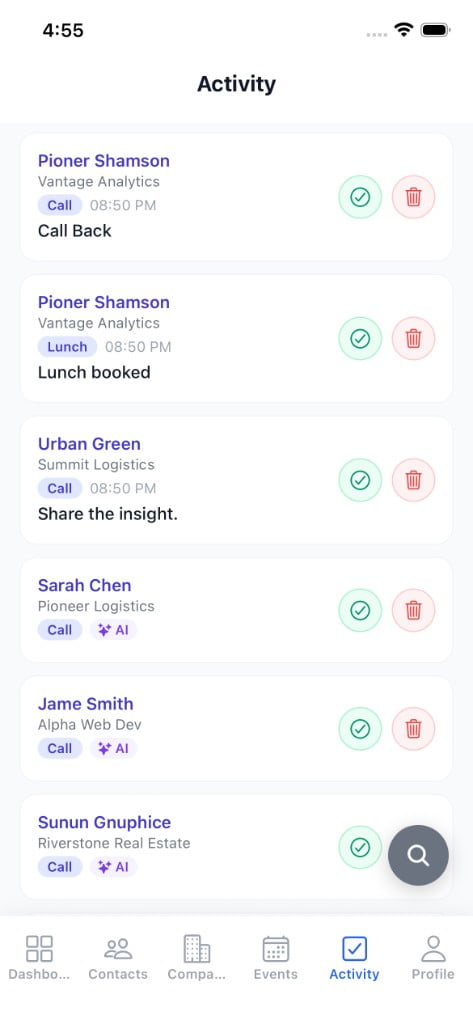 Activity tracking on mobile